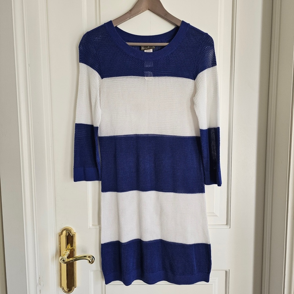 TOMMY BAHAMA Knit Swimsuit Cover Up Dress Navy Blue & White Striped  XS NWT